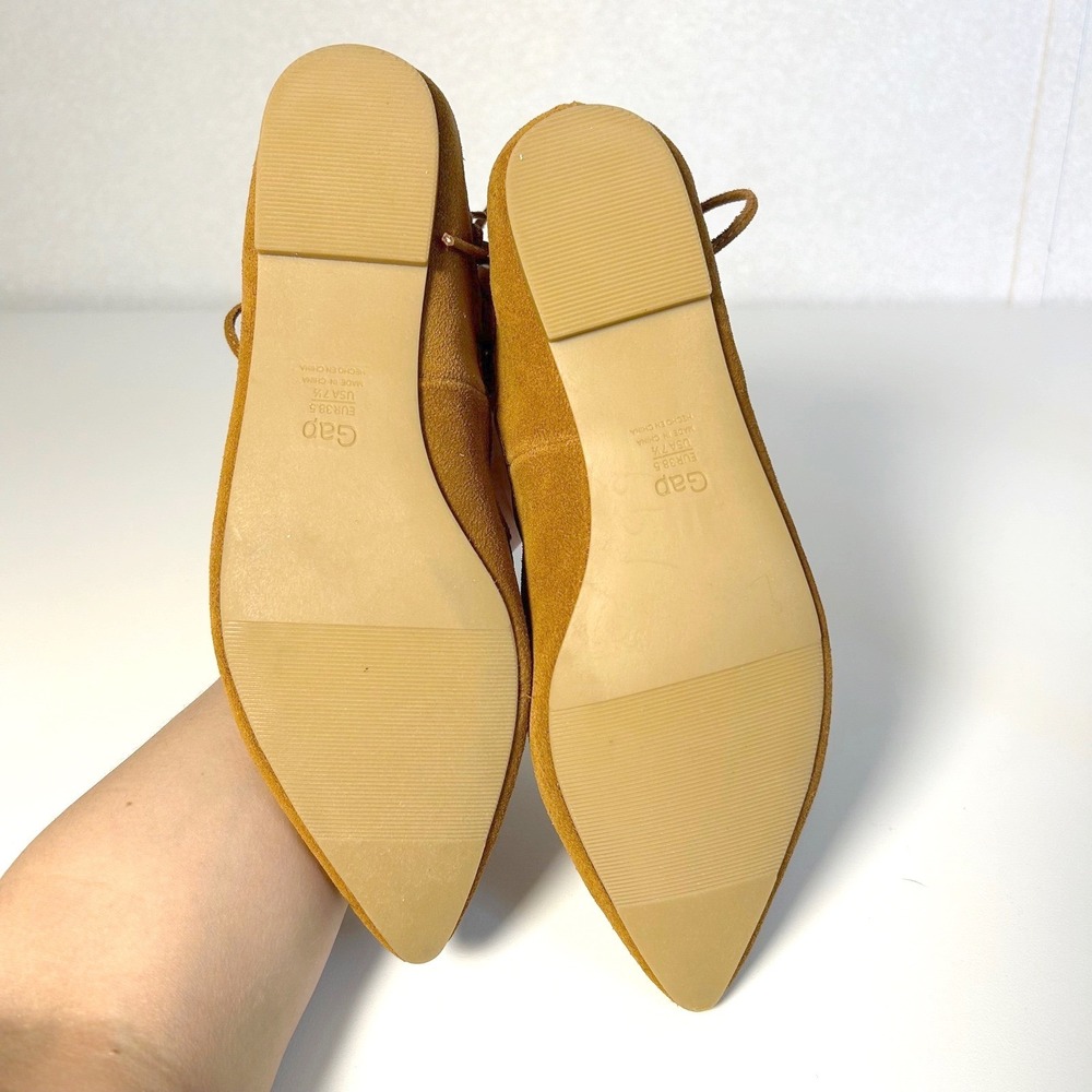 gap gladiator lace-up western boho ballet flats brown suede pointed toe 7.5 - Picture 6 of 8
